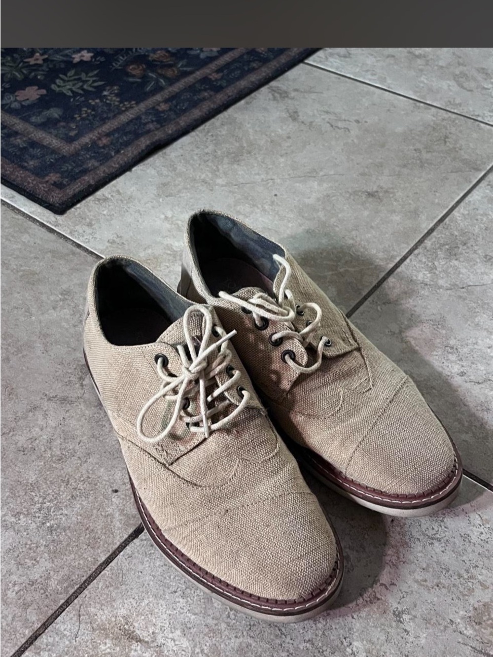 Toms Beige Canvas Lace-Up Derbys